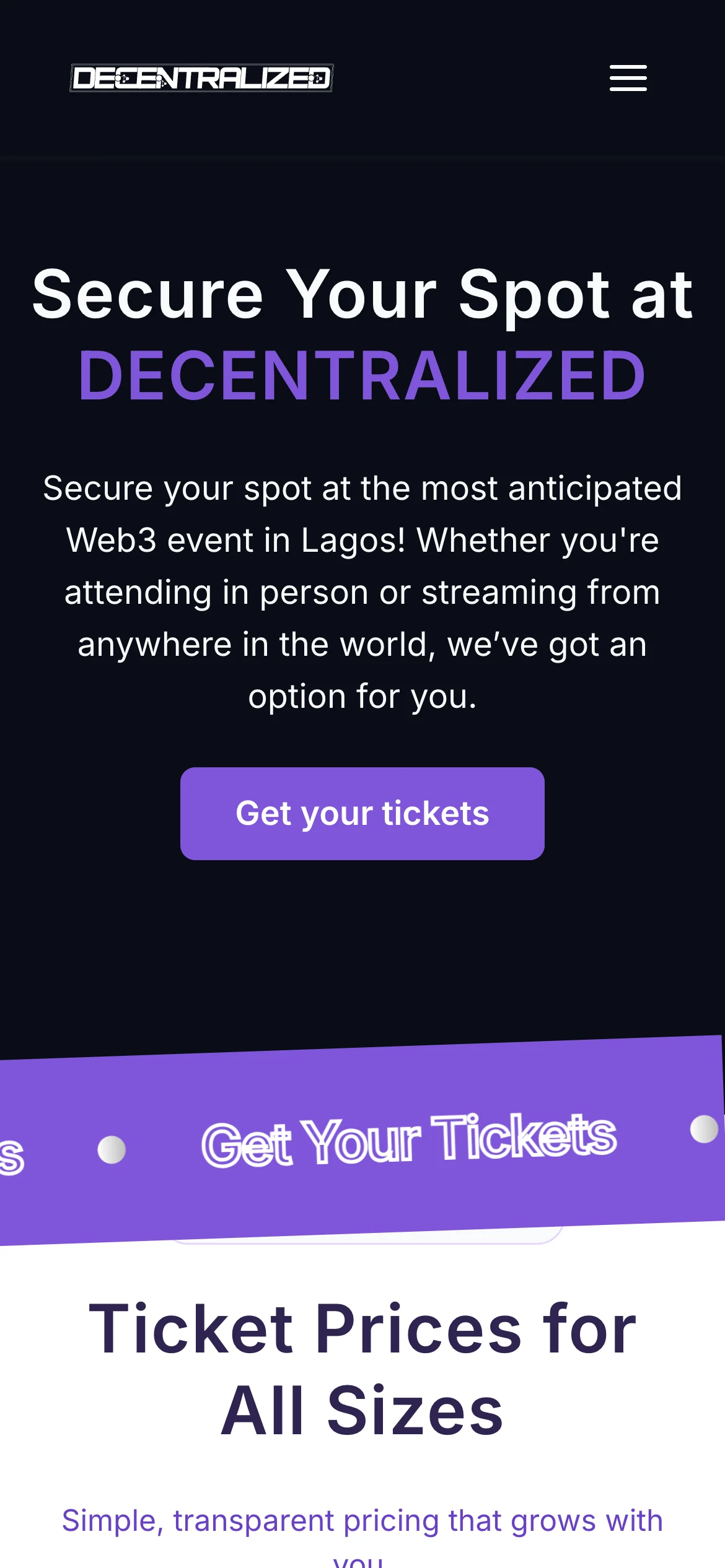 Buying a ticket on the Decentralized Nigeria site